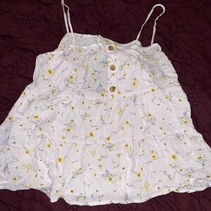 Paper Crane Lavender Floral Button Top